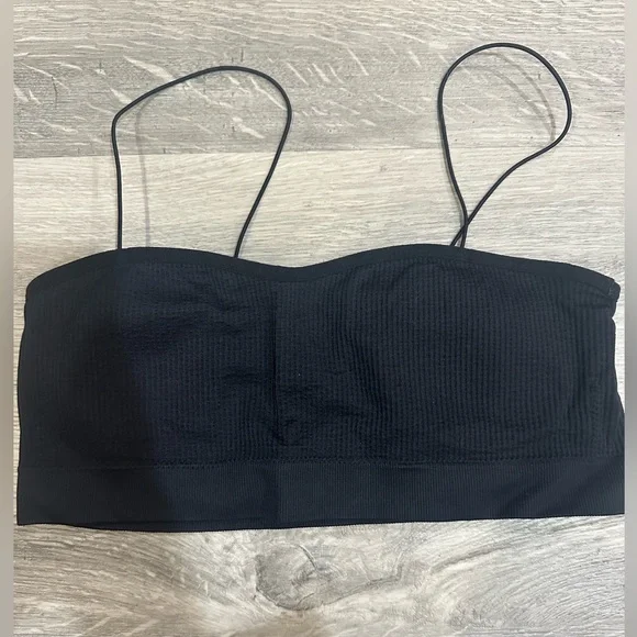 Garage Black Ribbed Cropped Bra Top - Picture 1 of 2